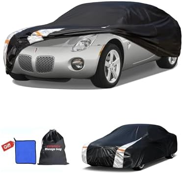 Multi-Layer Car Cover Custom Fit for Pontiac Solstice(2005-2009), 100% Waterproof All Weather for Automobiles, Gift with Towel, Heavy Duty Car Covers for Rain Sun UV Protection with Door Zipper