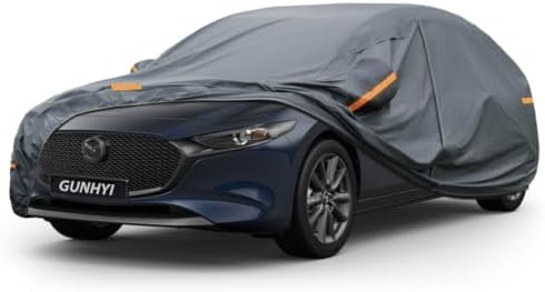 GUNHYI Premium Car Cover Custom Fit Mazda 3 Hatchback (2004-2026), 16 Layers Heavy Duty Car Cover Waterproof All Weather with Zipper Door for Sun Rain Snow Dust Uv Protection