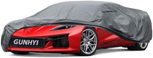 GUNHYI Premium Car Cover Custom Fit Chevy Corvette C4/C5/C7/C8 Coupe Convertible Targa, 16 Layers Heavy Duty Car Cover Waterproof All Weather with Zipper Door for Sun Rain Snow Dust Uv Protection