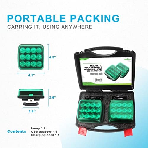 Agrieyes W02 Magnetic Flashing Lights, Wireless Strobe Lights, Green