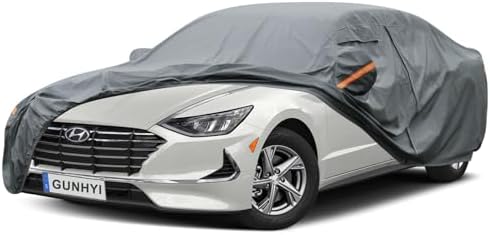 GUNHYI Premium Car Cover Custom Fit Hyundai Sonata, 16 Layers Heavy Duty Car Cover Waterproof All Weather with Zipper Door for Sun Rain Snow Dust Uv Protection