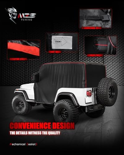MZS 600D Waterproof Outdoor Cab Cover for Wrangler TJ YJ 2 Door 1986-2006
