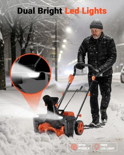 VOLTASK 48V Cordless Snow Blower, 48-Volt | 20-Inch Brushless Electric Snow Blower Cordless, Battery Snow Blower with Directional Plate & LED Lights (2 * 24V Battery & Dual Quick Charger Included)