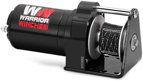 Warrior Winches 12V Electric Snow Plow Winch, 600 lbs Line Pull, Automatic Brake, Weather-Resistant, Heavy Duty Portable Mounted ATV UTV Truck Car Trailer & Accessories for Winter Season, Snow Removal