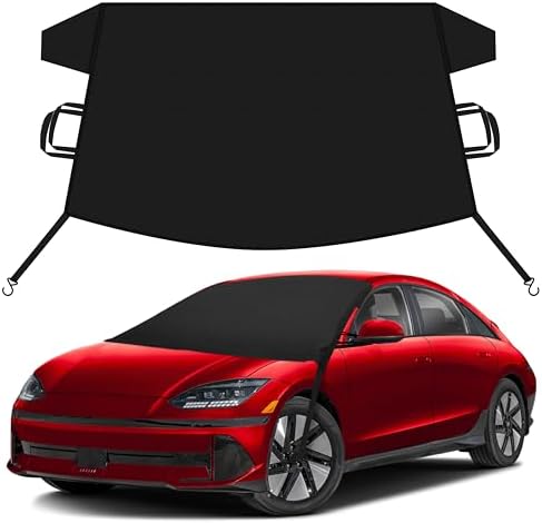 EcoNour Car Snow Cover Compatible for Hyundai Ioniq 5 Ioniq 6 | Windshield Cover for Ice and Snow with S-Hook Straps | Heavy-Duty 600D Oxford Winter Car Cover, Waterproof & Anti-Slip