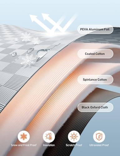 AstroAI 4-Layer Windshield Snow Cover for Ice, UV, Frost - Wiper & Mirror Protector, Windproof Sunshade for Cars, Compact SUVs