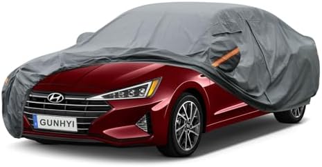 GUNHYI Premium Car Cover Custom Fit Hyundai Elantra, 16 Layers Heavy Duty Car Cover Waterproof All Weather with Zipper Door for Sun Rain Snow Dust Uv Protection