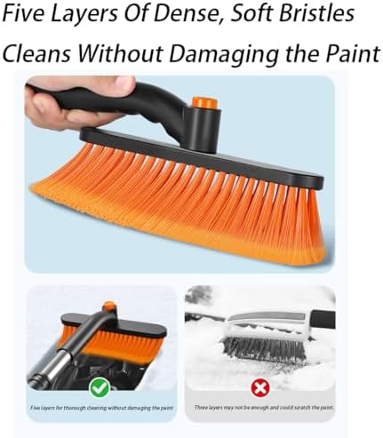 Car Snow Brush Snow Shovel Kit for RAM 2500 2000-2025, Detachable Snow Scraper, Ice Scraper for Cars Winter,360° Pivoting Brush Head