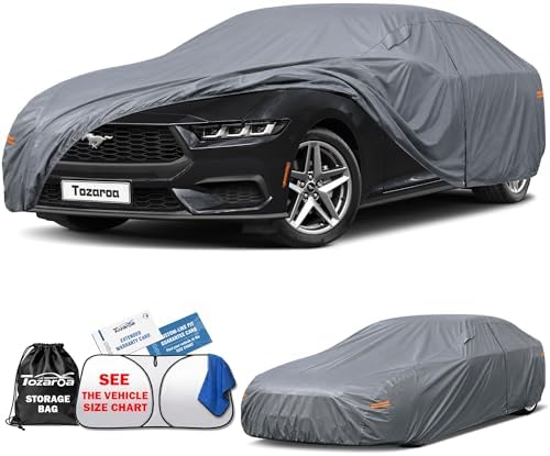 Car Cover Waterproof All-Weather,Outdoor Full Exterior Coupe Covers(Length 186-193 inch) Custom Fit for Ford Mustang GT,Chevy Camaro Corvette,Benz C63 AMG,BMW M4 etc Size C4(See Size Chart)
