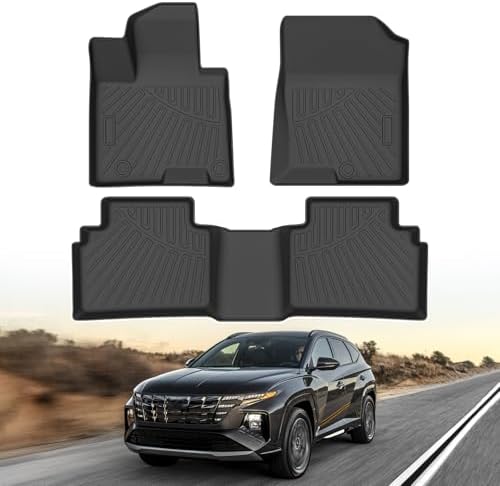 Powerty Floor Mats for 2022-2025 2026 Hyundai Tucson Gas (Non-Hybrid Models) All Weather 3D TPE Anti-Slip Car Liners for 1st & 2nd Row Accessories(NOT for Hybrid)