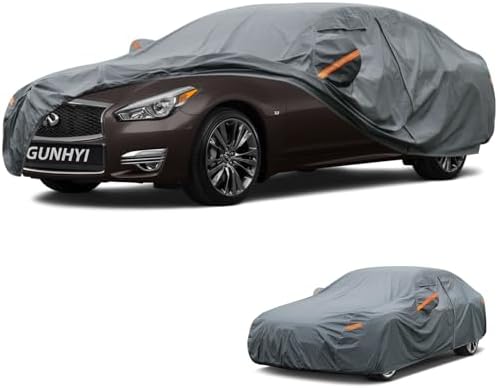 GUNHYI Premium Car Cover Custom Fit Infiniti Q70/Q70L, 16 Layers Heavy Duty Car Cover Waterproof All Weather with Zipper Door for Sun Rain Snow Dust Uv Protection