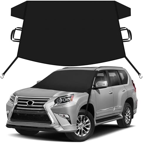 EcoNour Car Snow Cover Compatible for Lexus GX 460 | Windshield Cover for Ice and Snow with S-Hook Straps | Heavy-Duty 600D Oxford Winter Car Cover, Waterproof & Anti-Slip