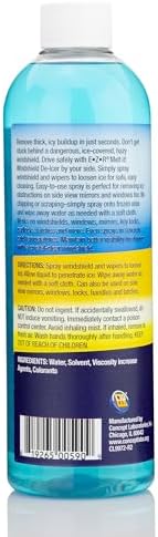 E·Z·R Melt it! Windshield De-Icer. Instantly Melts Ice & Winter Frost for Car Windshields, Windows, Mirrors, Key Locks, & Latches, Snow Melting Defrost Liquid for Car Window Cleaner, 17 Fl Oz 4-Pack