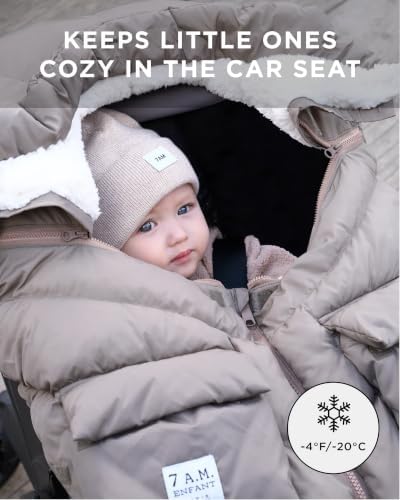7AM Enfant Car Seat Covers - Cocoon Baby Cover for Boys & Girls, Rain & Snow Repellent, Breathable Windproof, Center Zipper, Universal Fit for Infant Car Seat (0-12M) (Pine)