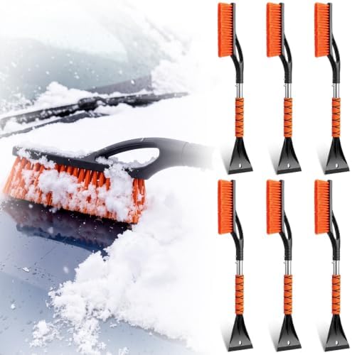 Uiifan 6 Pack 27" Snow Brush and Ice Scraper for Car SUV Truck,Orange