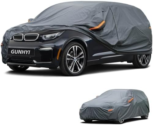 GUNHYI Premium Car Cover Custom Fit BMW i3 Hatchback, 16 Layers Heavy Duty Car Cover Waterproof All Weather with Zipper Door for Sun Rain Snow Dust Uv Protection