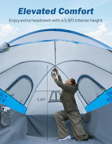 JOYTUTUS Truck Tent, Portable Truck Bed Tent with Rainfly, Truck Tent for 5.0'-5.2' with Aluminum Pole, Waterproof PU2000mm Double Layer for 2 Person - Blue