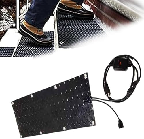 Heated Snow Melting Mats for Entrances 1/2/3/4/5 pcs No-Slip Heating Stair Heating Mats,Heated Outdoor Mats W/5ft Power Cord Snow Melting Mats for Winter Snow Removal(1 Pcs,12x24in/(30x60cm))