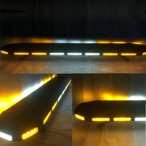 47" 108 LED Light Bar for Car - Amber Strobe Warning Lights With 15 Flashing Modes for Construction, Tow Truck, Rooftop Emergency Vehicles