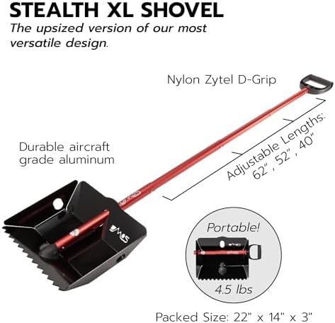 DMOS Stealth Collapsible Snow Shovel - Black/Red - X-Large