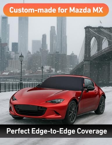 EcoNour Car Snow Cover Compatible for Mazda MX-5 | Windshield Cover for Ice and Snow with S-Hook Straps | Heavy-Duty 600D Oxford Winter Car Cover, Waterproof & Anti-Slip