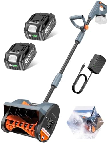 20V Cordless Snow Shovel, Electric Snow Blower with 2×4.0Ah Batteries