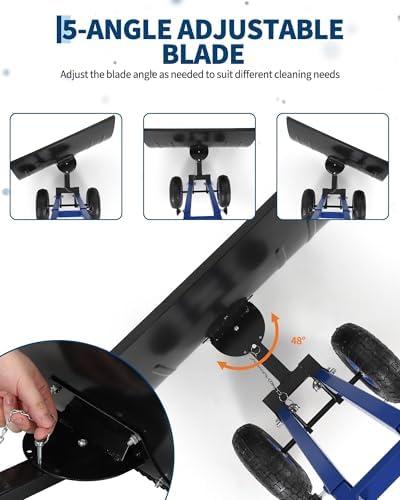 Snow Shovel with 29.13x19.8 in Wide Blade, Heavy Duty Rolling Snow Pusher