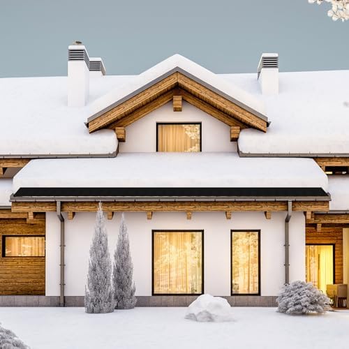 Baquler 1 Piece 13In x 25Ft Heated Snow Melting Mat for Roof, Driveways, and Walkways – Waterproof, Anti-Slip, Energy Efficient, Outdoor Electric Snow Removal Mat