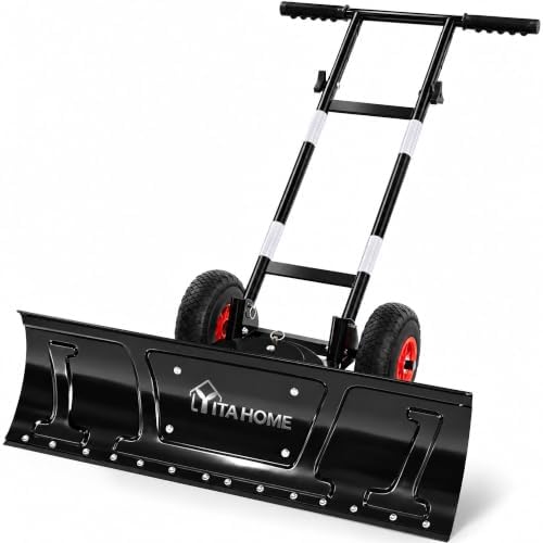 YITAHOME 36" Snow Shovel with Wheels, Heavy Duty Snow Pusher
