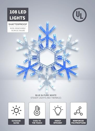 Brightown Christmas Lights Outdoor, 108LED 36" Folding Big Snowflake Lights