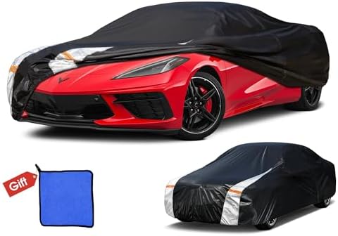 Chevrolet Chevy Corvette Car Cover 100% Waterproof All Weather, Gift with Towel, 10 Layers Car Cover Custom Fit 1980-2026 Corvette C4/C5/C6/C7 Coupe Convertible Targa, Cover Rain Sun UV Protection.