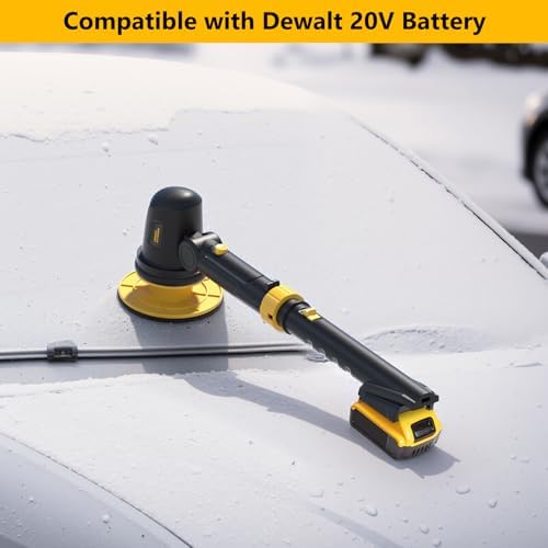 Electric Ice Scraper for Dewalt 20V Battery, 1300RPM High-Speed Windshield Scraper for Ice and Snow, 45° Head Adjust, Extension Rod, Ice Scraper for Car Window(Battery Not Included)(Yellow)