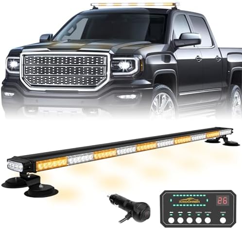 XRIDONSEN 45.5" 128 LED Roof Strobe Light Bar Amber White Vehicle Top Light