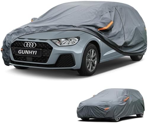 GUNHYI Premium Car Cover Custom Fit Audi A1, 16 Layers Heavy Duty Car Cover Waterproof All Weather with Zipper Door for Sun Rain Snow Dust Uv Protection