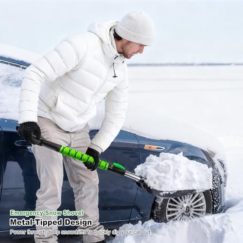 SEAAES 4 in 1 Snow Brush with Squeegee, Ice Scraper and Snow Shovel for Car