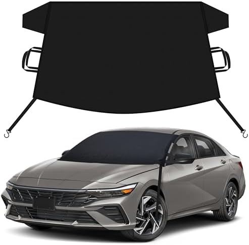 EcoNour Car Snow Cover Compatible for Hyundai Elantra | Windshield Cover for Ice and Snow with S-Hook Straps | Heavy-Duty 600D Oxford Winter Car Cover, Waterproof & Anti-Slip