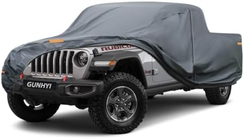 GUNHYI Premium Truck Cover Custom Fit Jeep Gladiator, 16 Layers Heavy Duty Truck Cover Waterproof All Weather with Zipper Door for Sun Rain Snow Dust Uv Protection