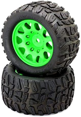 Powerhobby Raptor XL Belted Tires/Viper Wheels (4) 24MM HEX (Green)