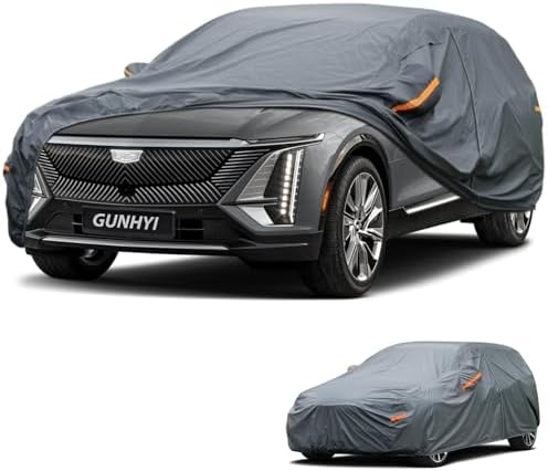 GUNHYI Premium Car Cover Custom Fit Cadillac Lyriq, 16 Layers Heavy Duty Car Cover Waterproof All Weather with Zipper Door for Sun Rain Snow Dust Uv Protection