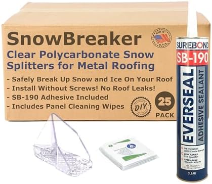SnowBreaker Snow Guards 25 Pieces for Metal Roofs (Adhesive Mounted)