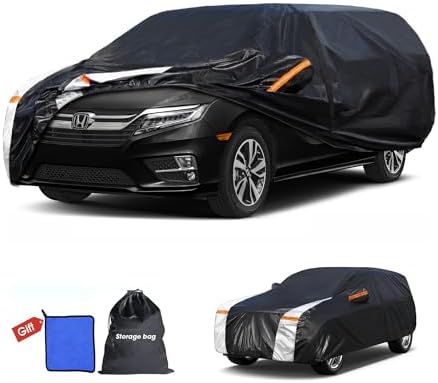 Large SUV Car Cover for Honda Odyssey 100% Waterproof All Weather, Heavy Duty Outdoor Full Exterior Covers Rain Sun Wind UV Protection.