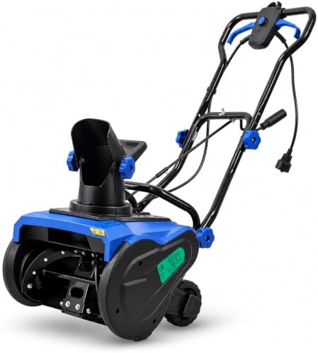 Corded Electric Snow Thrower, 20 Inch 15 Amp, 30 Ft Throwing, 180° Chute, 3100 RPM Auger, 10 Inch Clearing Depth, 120V/60Hz Power, Driveway, Sidewalk and Patio Snow Removal (Blue)