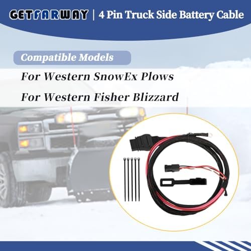 42014 4 Pin Battery Cable Truck Side Compatible with Fisher Western Snowex V-Blade Straight Blade, Expandable Plows