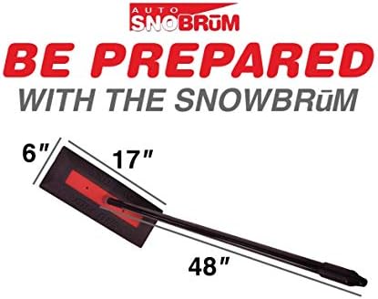 SnoPro by SnoBrum – Professional Grade Snow Remover Tool / Brush for Vehicles –48” Handle, Push-Broom Design – Quickly Remove Heavy, Wet Snow from Multiple Cars, Scratchfree