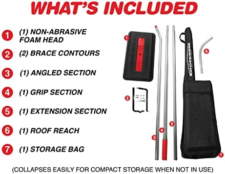 Mobile RoofBrum Snow Broom for Extra Large Vehicles, 12 Foot – No Scratch Snow Removal Foam Head, 3 Piece Handle with 60 Degree Roof Reach – Clear Snow from Your RV, Box Truck, Cargo Van, Trailer