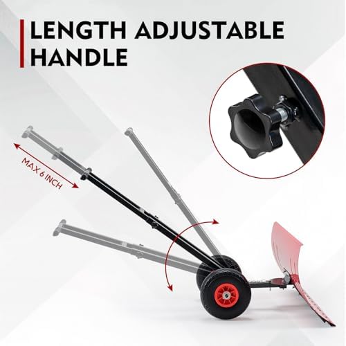 Snow Shovel with Wheels, 29X16.5inch Angled Steel Blade，Heavy-Duty Snow Shovel Pusher and Plow with Height Adjustable Handle for Driveway and Efficient Snow Removal (29 Inch X16.5 Inch)