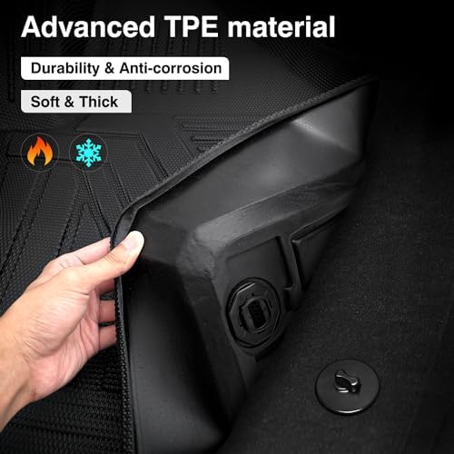 Powerty Floor Mats Truck Bed Mat for 2022-2026 Hyundai Santa Cruz All Weather 3D TPE Anti-Slip Protection, 1st & 2nd Row Set with Truck Bed Liner Accessories