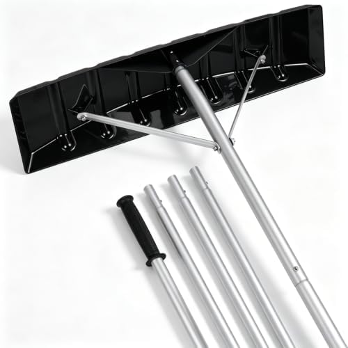 Outvita 20FT 25" Wide Extendable Aluminum Snow Roof Rake, PC Black