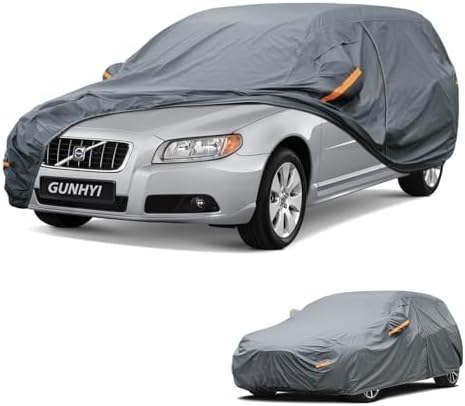 GUNHYI Premium Car Cover Custom Fit Volvo V70, 16 Layers Heavy Duty Car Cover Waterproof All Weather with Zipper Door for Sun Rain Snow Dust Uv Protection