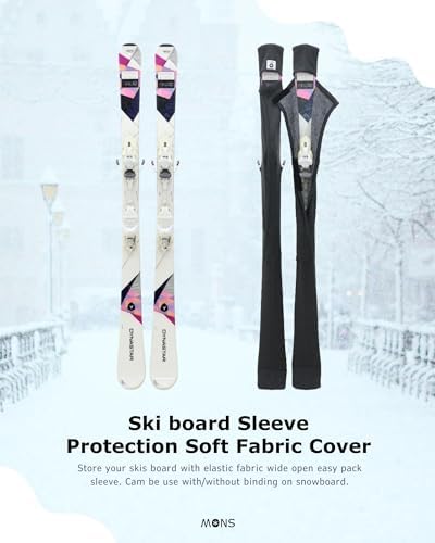 MONS Snow Skis Protection Fabric Soft Sleeve Cover Wide Open Easy Pack